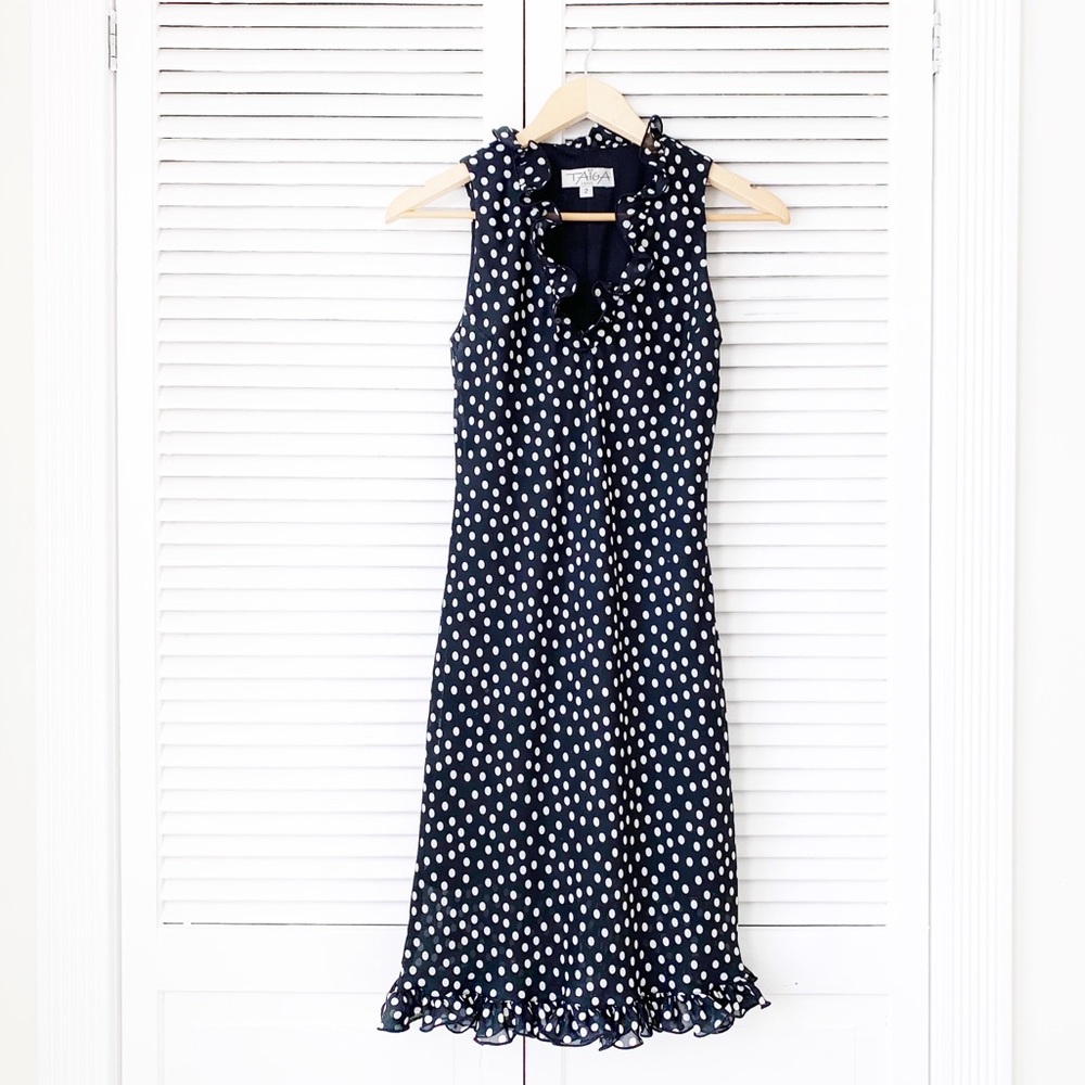 TAIGA Black & White Polka Dot Slip Dress NWOT